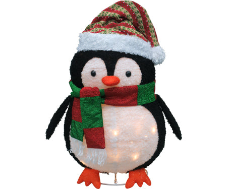 36" LED Fluffy Penguin 50 Warm White LED w Twinkling