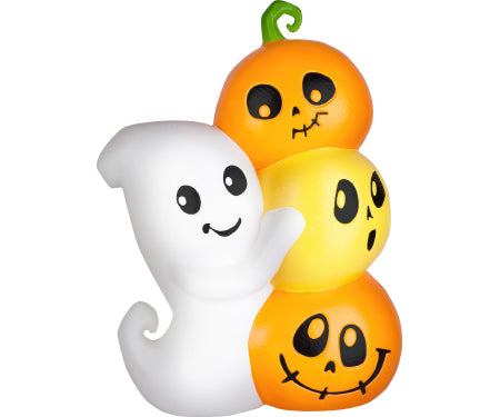 24" Ghost with Pumpkin Stack