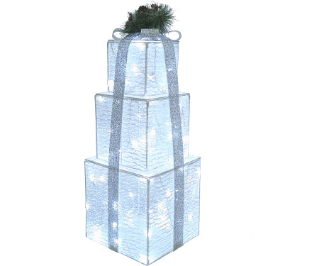 30.5" Foldable White Gift Box 70 Lights C White LEDs Adaptor