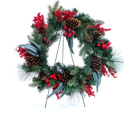 Wreath 26" Berry Cones 30 Clr Lights