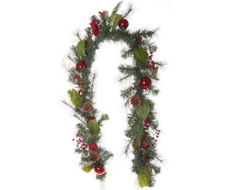 Garland 6' Pinecone Berry Ornament With 30 Lights