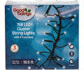 LED Cluster 768 Cool White Twinkle 19.5' Green Wire