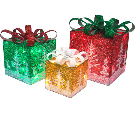 Presents Set 3 Net Fabric Glittering, 70 Mini Clear Lgts
