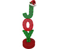 42" Joy with Santa Hat 45 LED Lights Red and Green