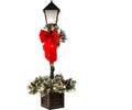 4' Lamp Post Pine, Berries And Red Bow,40 Incandescent Lights