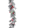 6' Garland White/Green Boughs Berries, Red/White Ornaments
