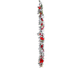 6' Pine Garland With Bow And Silver/Red Ornaments