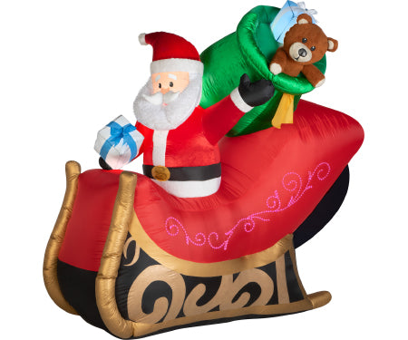 Airblown Santa's Sleigh Large Micro LED Mixed Media