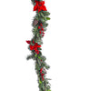 6' Pine Garland Poinsettia Berries, Pinecones