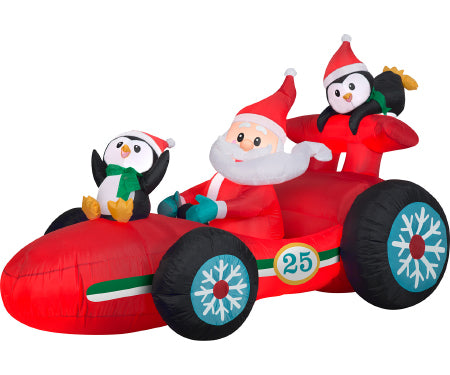 Airblown Santa In Racecar Scene Large