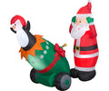 Airblown Santa And Cannon Penguin