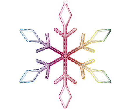 24" Video Snowflake Diamond Points, Red, Green And Blue