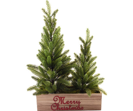 18"/24" Trees "Merry Christmas" Wooden Box