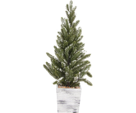24" Tree In White Wooden Pot