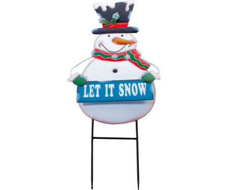 38"H Snowman "Let It Snow" Top Hat, Red/Green Scarf