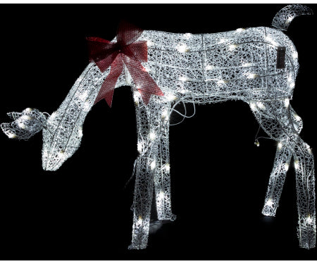 39" Morphing Doe 60 LED White Silver Woven Glitter